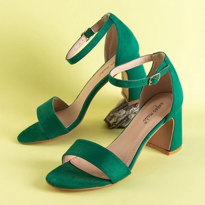 OUTLET Green women's high-heeled sandals Maniza - Footwear