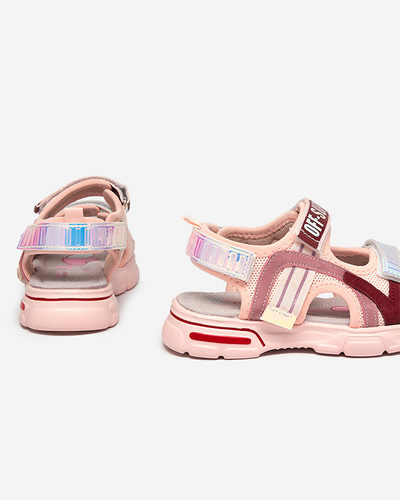 Pink girls' sandals with holographic inserts from Heilol - Footwear