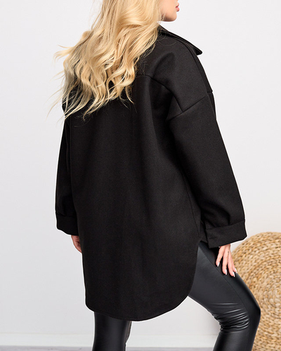 Black women's oversize shirt jacket - Clothing