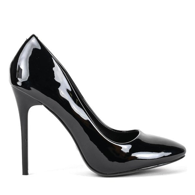 Czarne lakierowane czółenka na wysokiej szpilce Blakki - Obuwie
