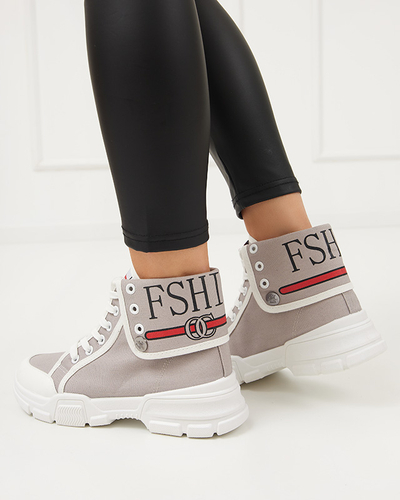 Grey women's high sport shoes a'la sneakers Tenerika - Footwear