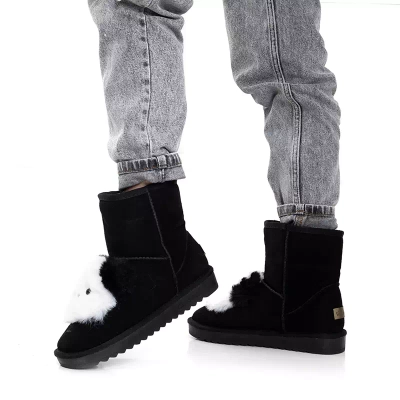 OUTLET Black women's snow boots with a plush Narsuel - Footwear