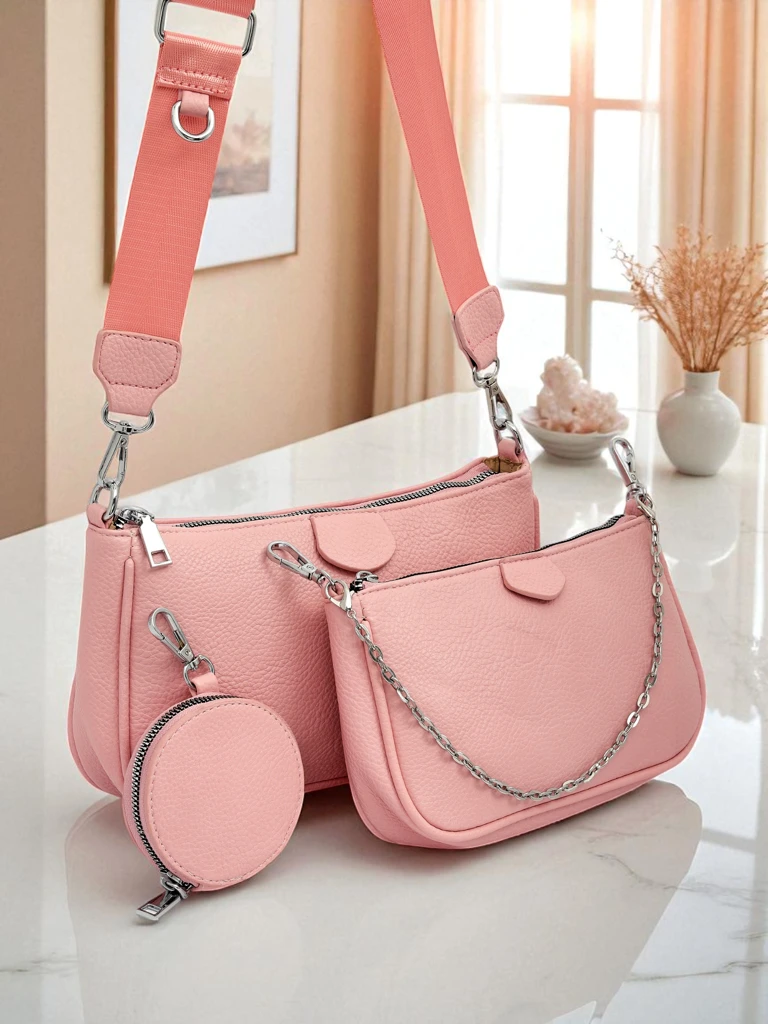 Torebka damska Amara Rosa – różowa listonoszka z ekoskóry z łańcuszkiem