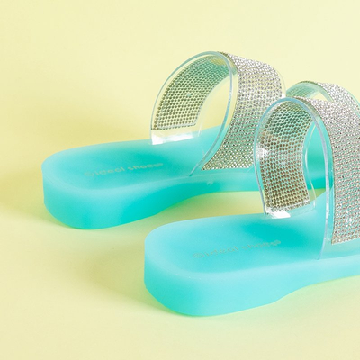 Blue women's rubber flip-flops with zircons Niuci - Footwear