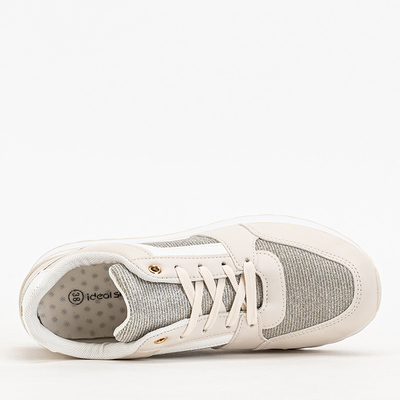 OUTLET Beige women's sports sneakers with glitter Berilan - Footwear