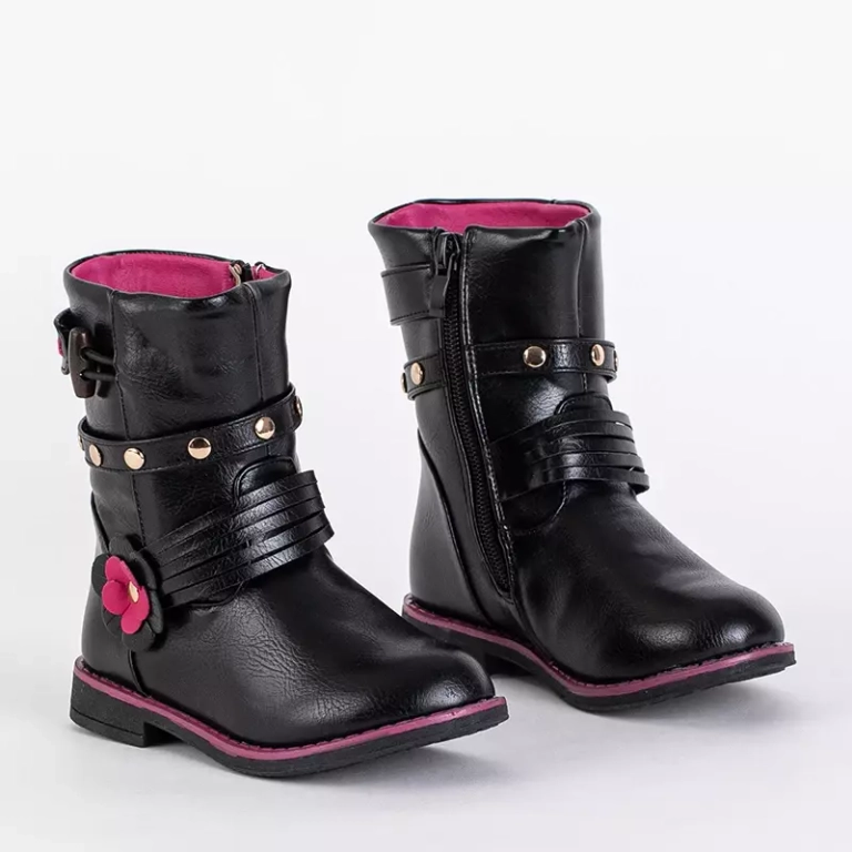 OUTLET Children's black boots with eco leather Kissi- Footwear