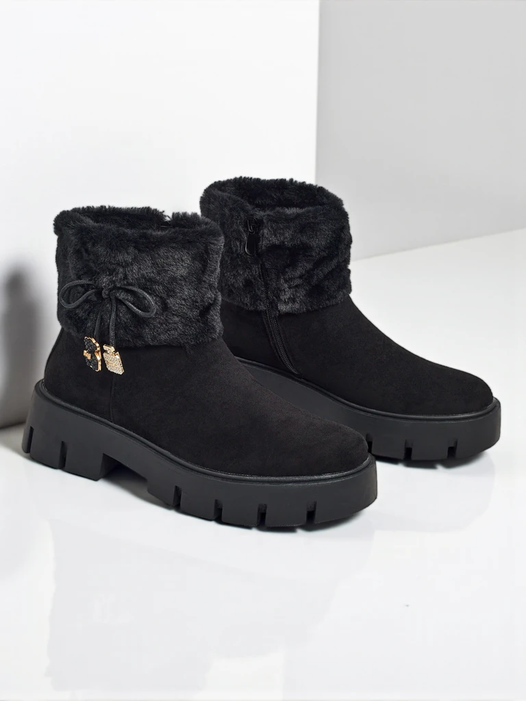 Wyższe botki damskie eko zamszowe z futerkiem Vernaya