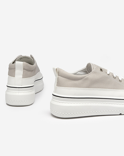 OUTLET Light gray women's sneakers on the Veritar platform - Footwear