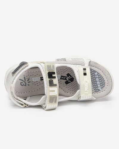 White children's sandals with Netiks patches - Footwear