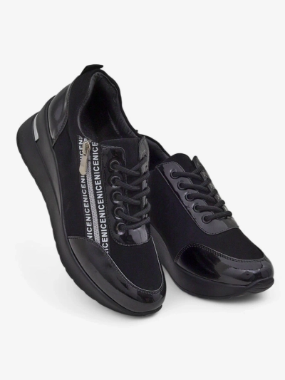 Calista Nero women's black wedge sneakers - elegance and everyday comfort
