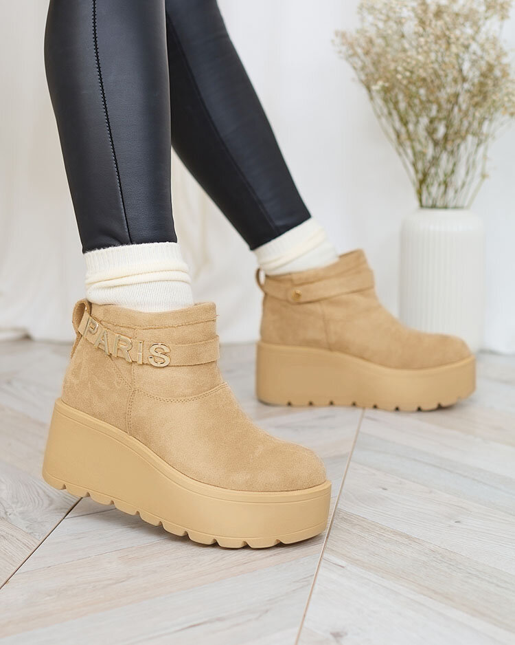 Royalfashion Beige women's shoes a'la snow boots with ornament Parisela