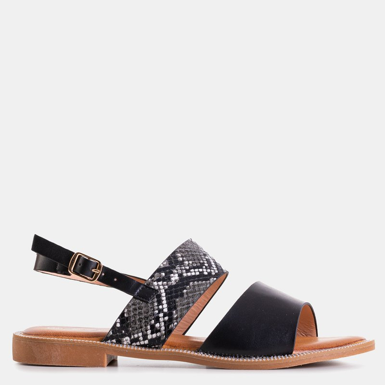 Black snakeskin sandals for women Venilia - Footwear