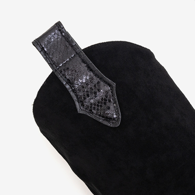 Black boots with a decorated upper a'la snake skin Wica- Footwear