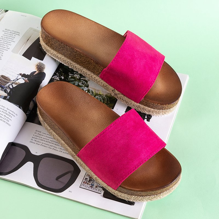 Fuchsia women's sandals on the Kosala platform - Footwear