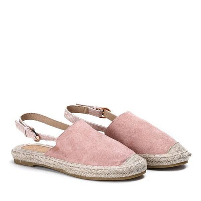 OUTLET Różowe espadryle z eko - zamszu z odkrytą piętą Daisy - Obuwie