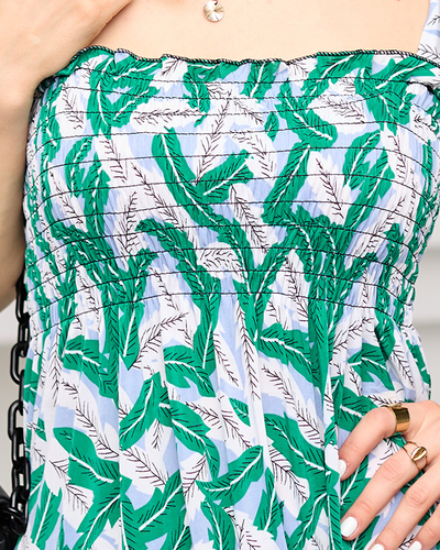 Zaļa kleita līdz ceļiem ar lapiņām - Apģērbs