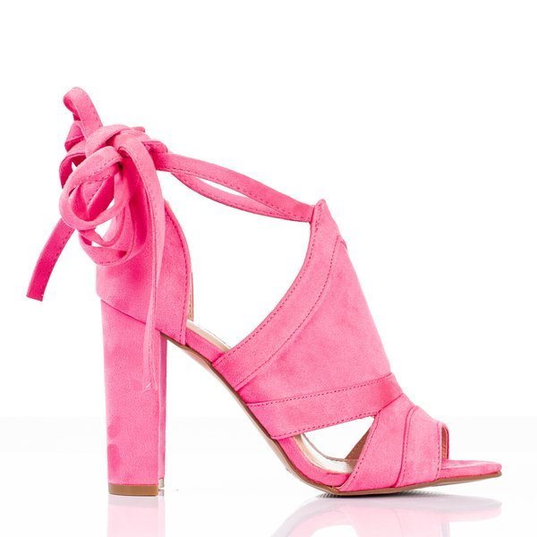 Neon pink high-heel sandals with Lanaline shaft - Footwear