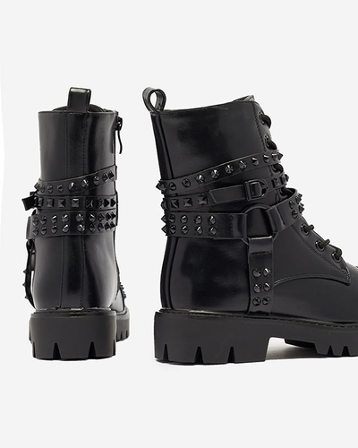 OUTLET Black women's bagger boots with studs Fioppo - Footwear