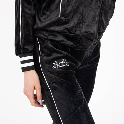 Velour black women's tracksuit set - Clothing