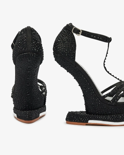 Black women's pumps with zircons Nekko- Footwear