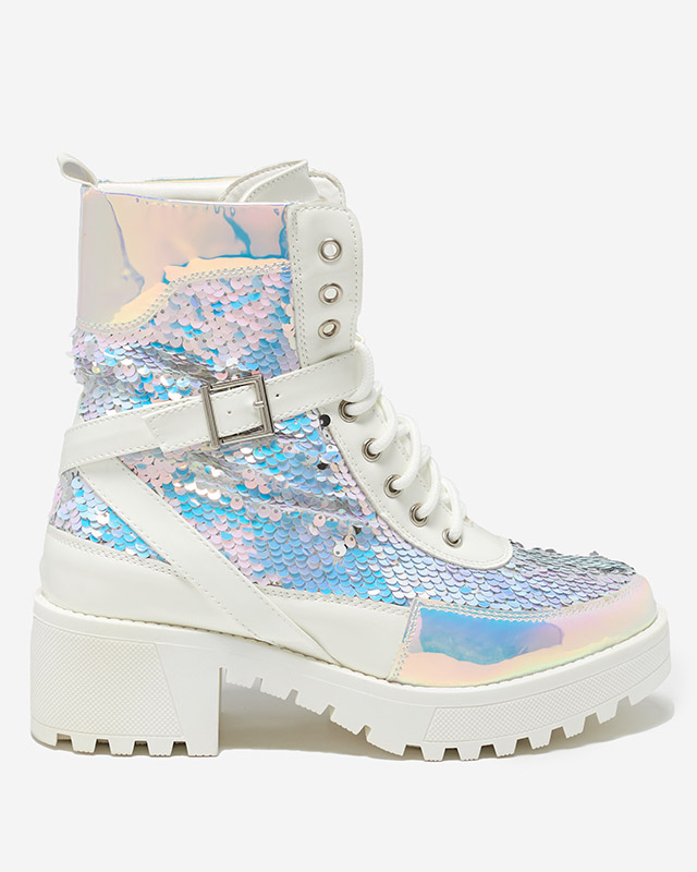 Balti sieviešu zābaki ar fliteriem no Impresa - Apavi