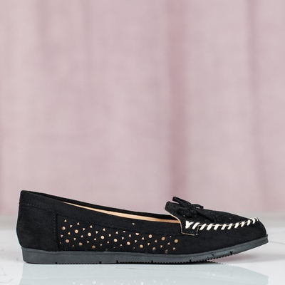 Black loafers with an openwork Wikiss upper - Footwear 1