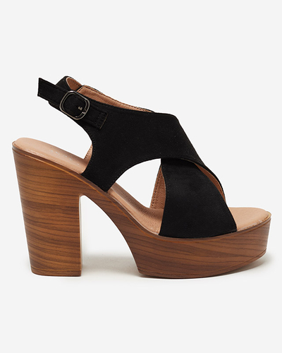 Черные женские босоножки на высоком каблуке Inga