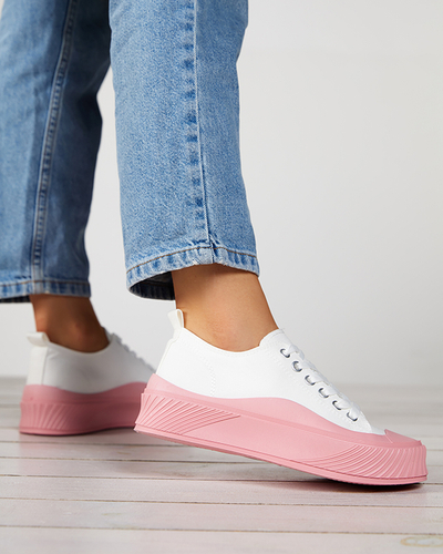 White and pink women's sneakers, type Nerikas sneakers - Footwear