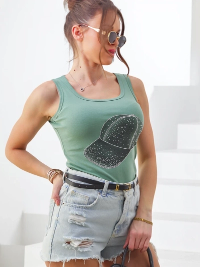 Royalfashion Cotton women's tank top with a cap