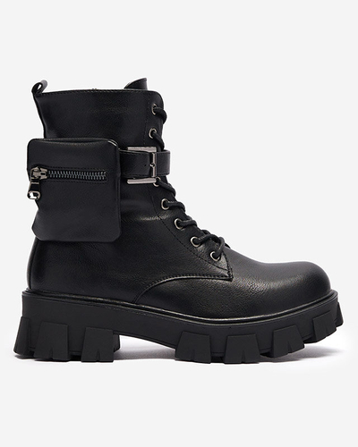 OUTLET Black women's bagger boots with pouch Feffle- Footwear