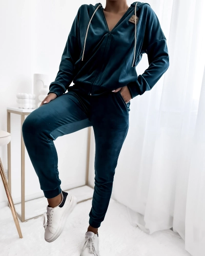 Royalfashion Turquoise women's sweatshirt set with patch