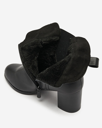 Royalfashion Черные женские сапоги на низкой шпильке Nejery