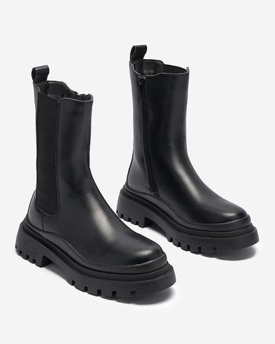 OUTLET Black women's flat-heeled boots Okidas - Footwear