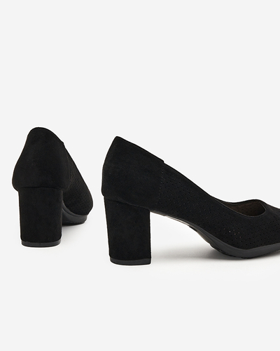 OUTLET Ladies' black openwork pumps on the Kalirso post - Footwear