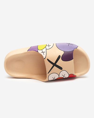 Bēšas gumijas sieviešu čības ar Pfizz apdruku - Apavi