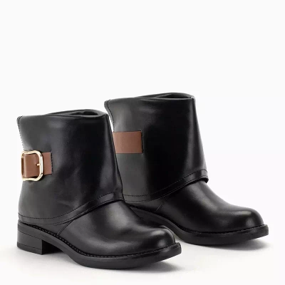 OUTLET Black women's ankle boots with flat heels Nerela - Shoes