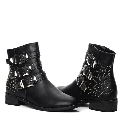 Czarne botki z dżetami Mylene- Obuwie