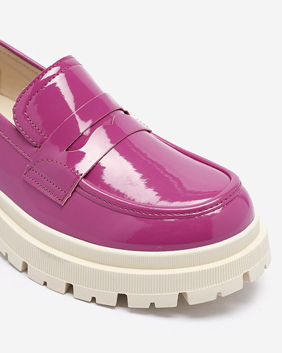Fuchsia lacquered moccasins for women Noppel - Footwear