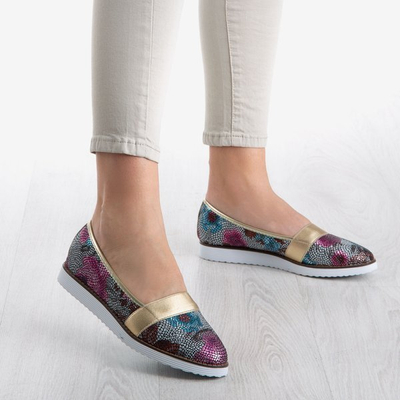 Women's multicolored ballerinas with a gold Nasulsha finish - Footwear