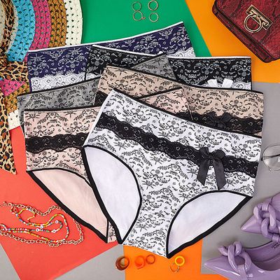 Set of women's briefs with a print 6 / pack PLUS SIZE - Underwear