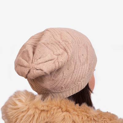Ladies 'beige double layer winter hat - Accessories