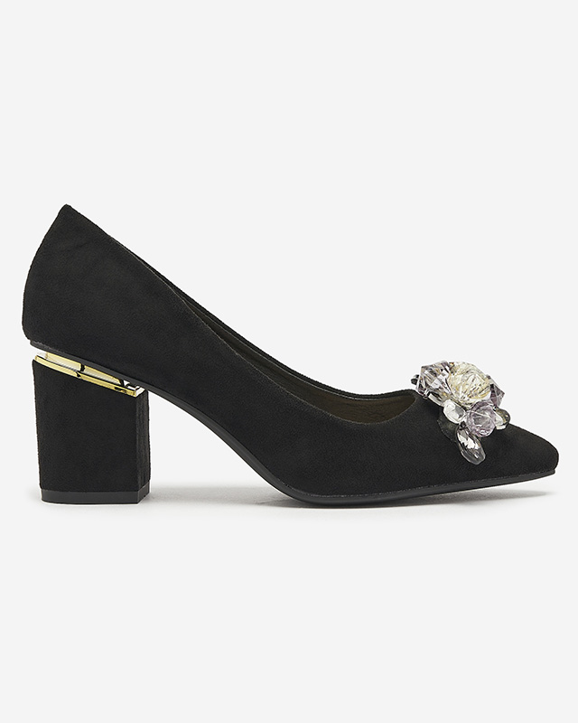Black women's pumps with colorful crystals Xitas - Footwear