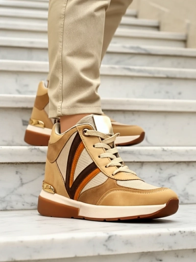 Sneakers Verona Brown Eco-Leather High Heel