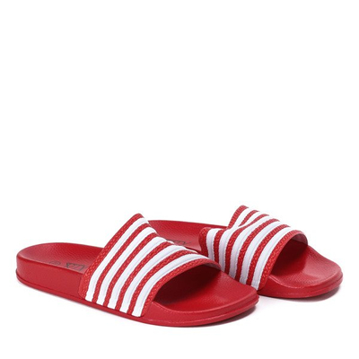 Czerwono - białe klapki w paski Seganea - Obuwie