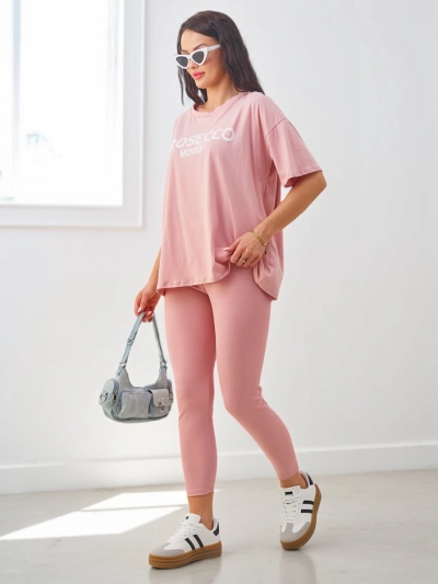 Royalfashion Sieviešu kokvilnas komplekts ar īsām piedurknēm un legingiem