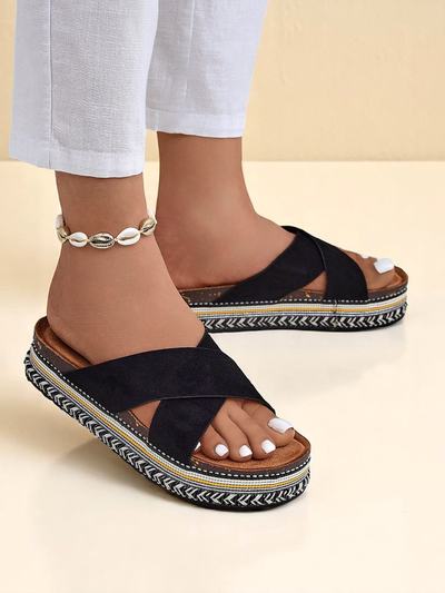 Royalfashion Women's Flat Soled Flip-Flops Solea Deco