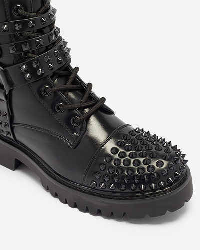 OUTLET Black women's bagger boots with studs Fioppo - Footwear