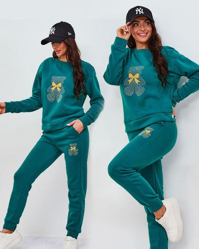 Royalfashion Зеленый женский утепленный спортивный костюм с принтом