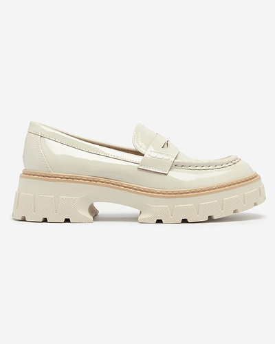Beige lacquered moccasins for women Mewira - Footwear