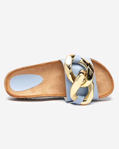 Sandalis fiuim Callista Royalfashion wit chain - ecru/bluis, flatis hil